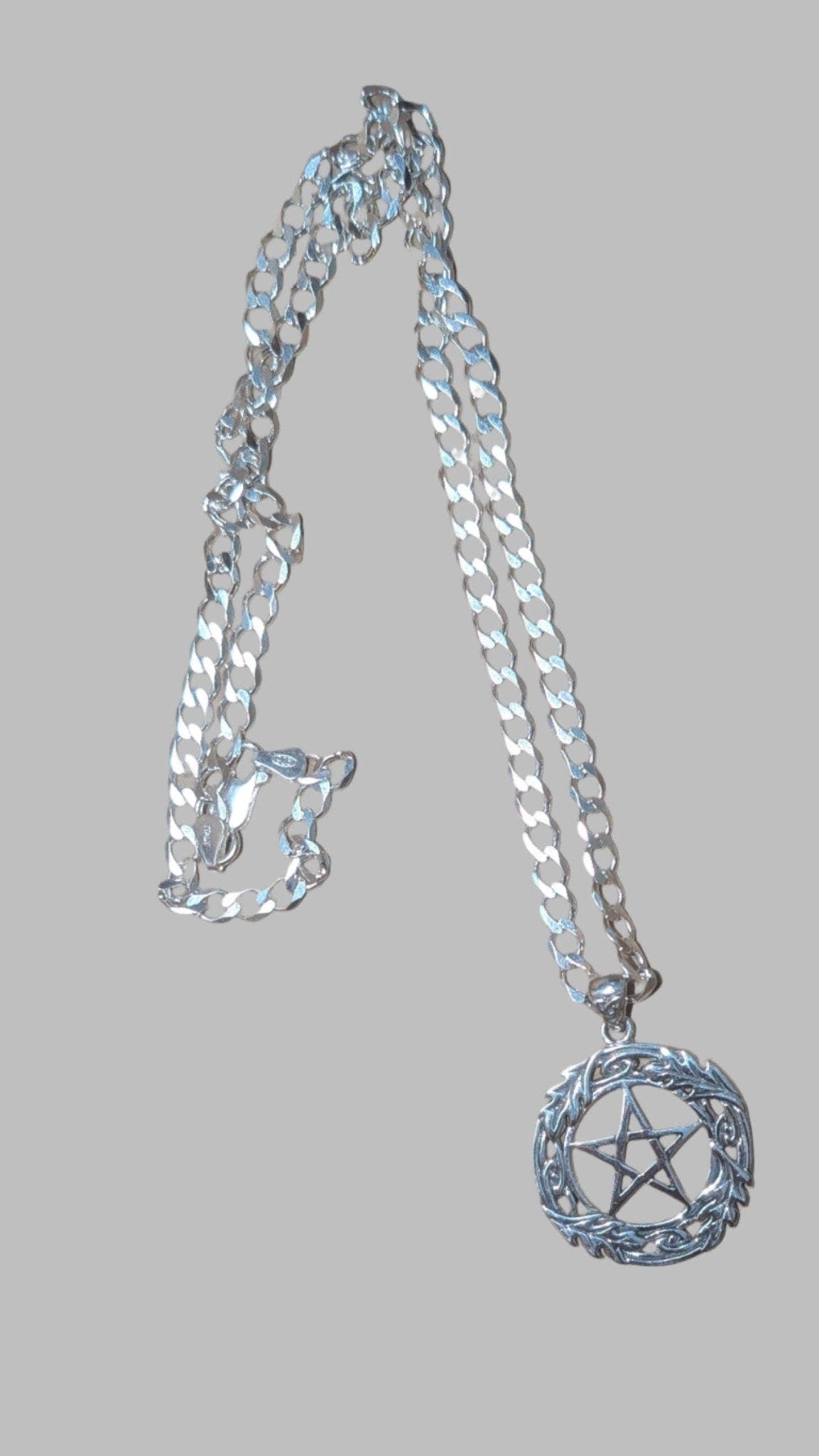 Oak Leaf Framed Celtic Knot Pentacle Pentagram Sterling Silver Necklace Silver Insanity
