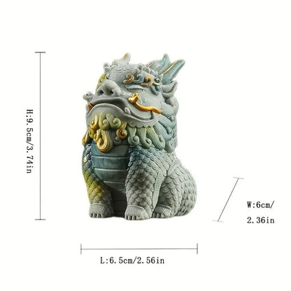 Pixiu Wealth and Blessing Figurine – Stone Feng Shui Decor for Prosperity and Protection - The Bookstore