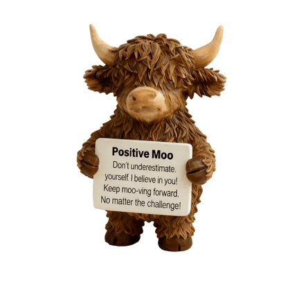 Positive Moo Highland Cow Figurine - The Bookstore