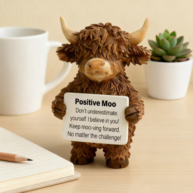 Positive Moo Highland Cow Figurine