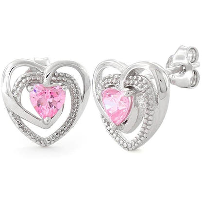 Precious CZ Heart Sterling Silver Earrings My Store