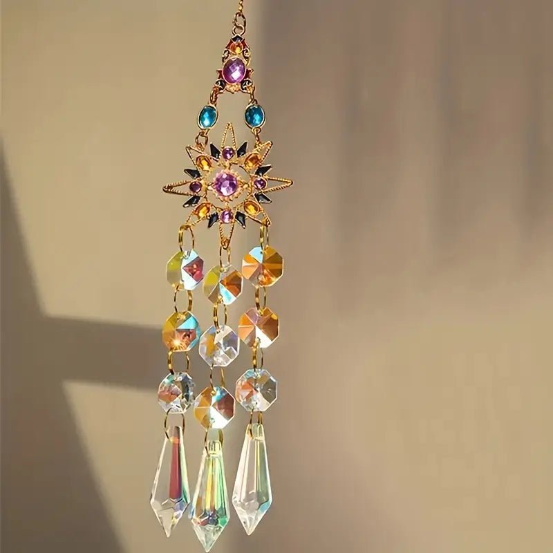 Pretty Crystal Sun Suncatcher - Colorful Crystal Window Hanging - The Bookstore