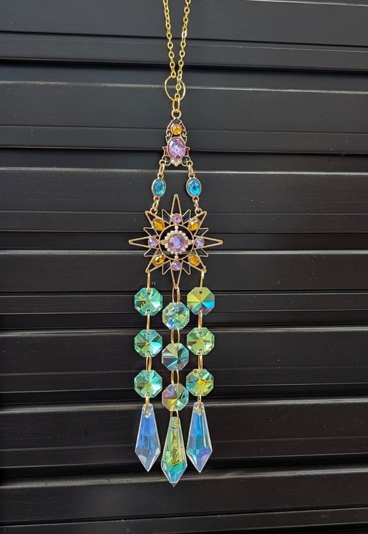 Pretty Crystal Sun Suncatcher - Colorful Crystal Window Hanging - The Bookstore