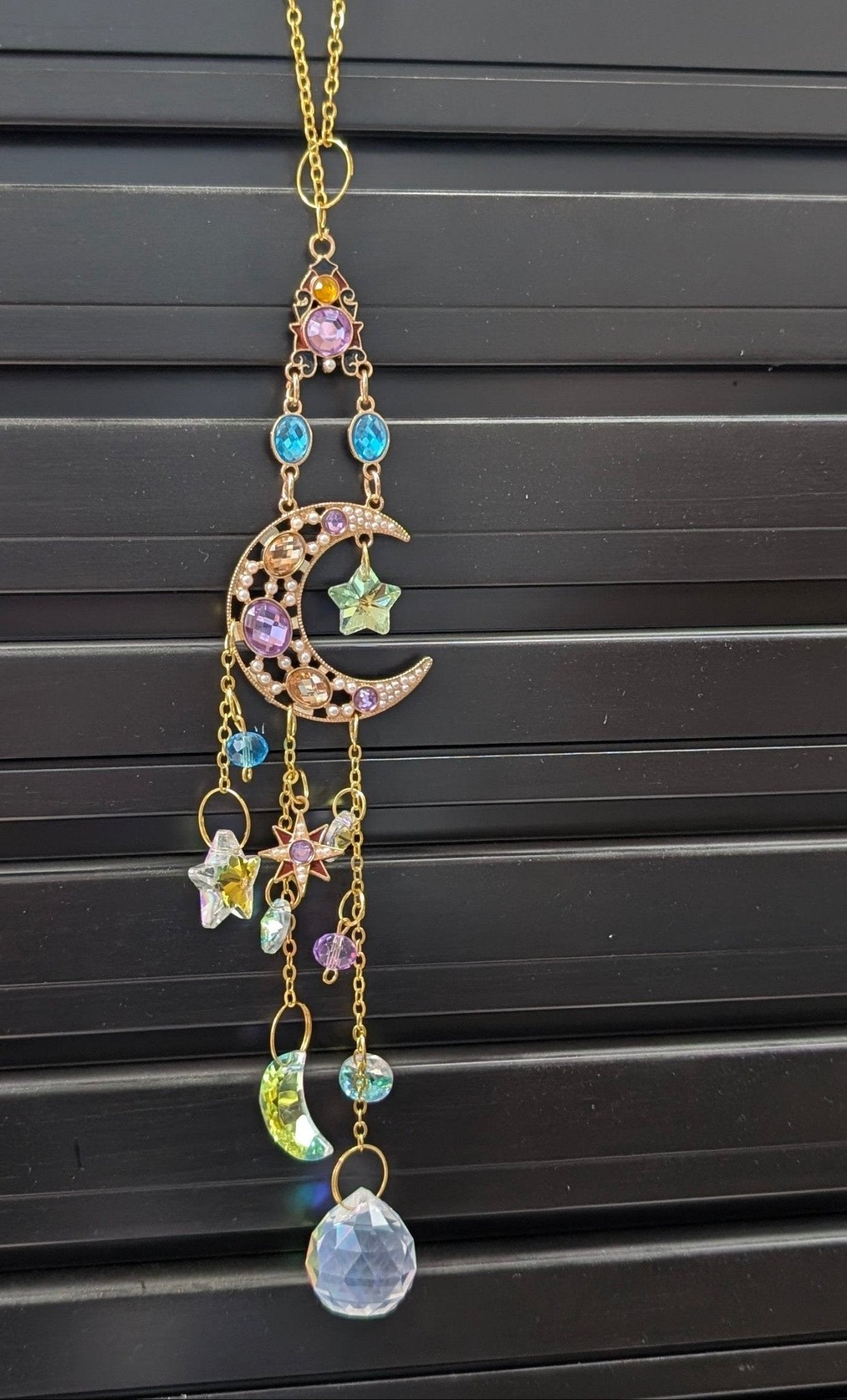 Pretty Moon Suncatcher - Colorful Crystal Window Hanging - The Bookstore