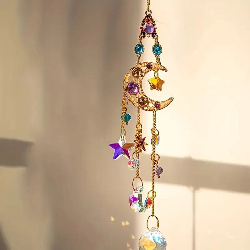 Pretty Moon Suncatcher - Colorful Crystal Window Hanging - The Bookstore