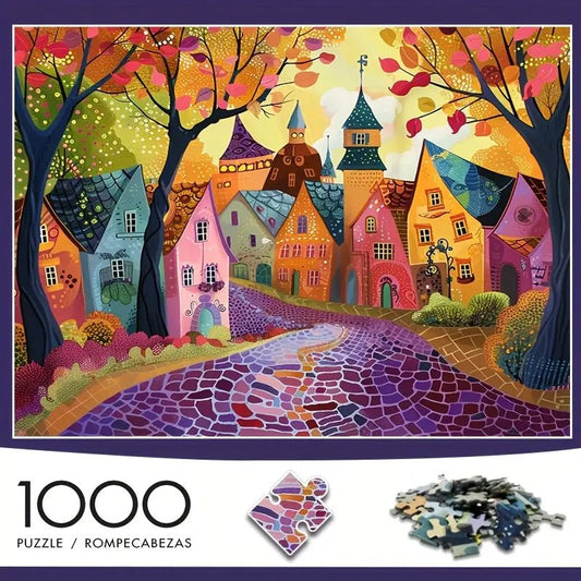 Puzzle: Autumn Village Scene - 1000pcs - The Bookstore