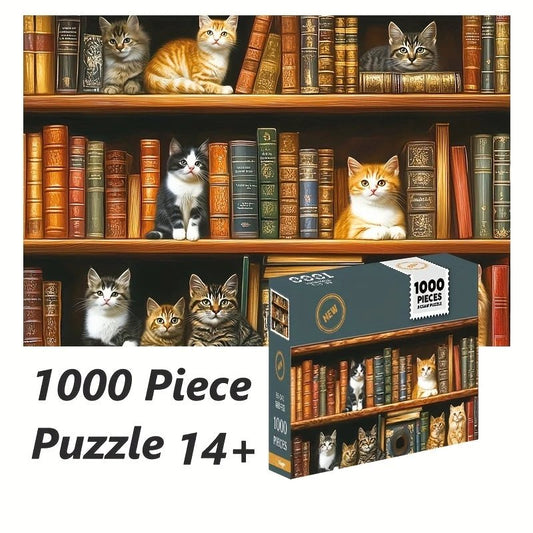 Puzzle: Cats in The Library - 1000pcs - The Bookstore