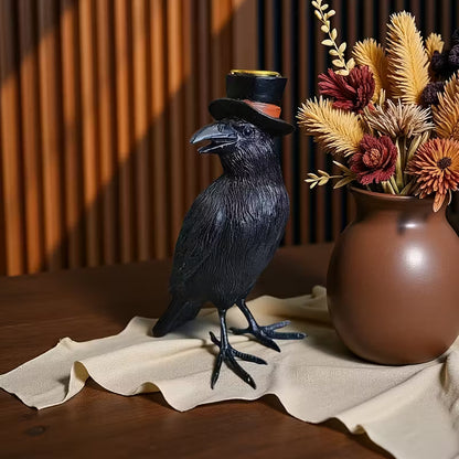 Raven with Top Hat Figurine - Candle Holder