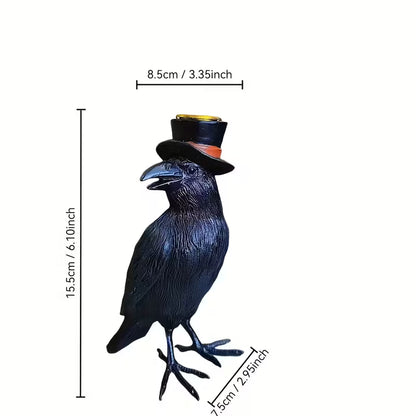 Raven with Top Hat Figurine - Candle Holder