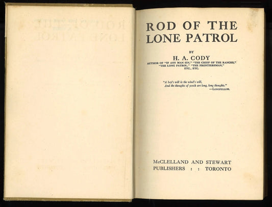 Rod of the Lone Patrol by H. A. Cody – 1916 Canadian Edition - The Bookstore