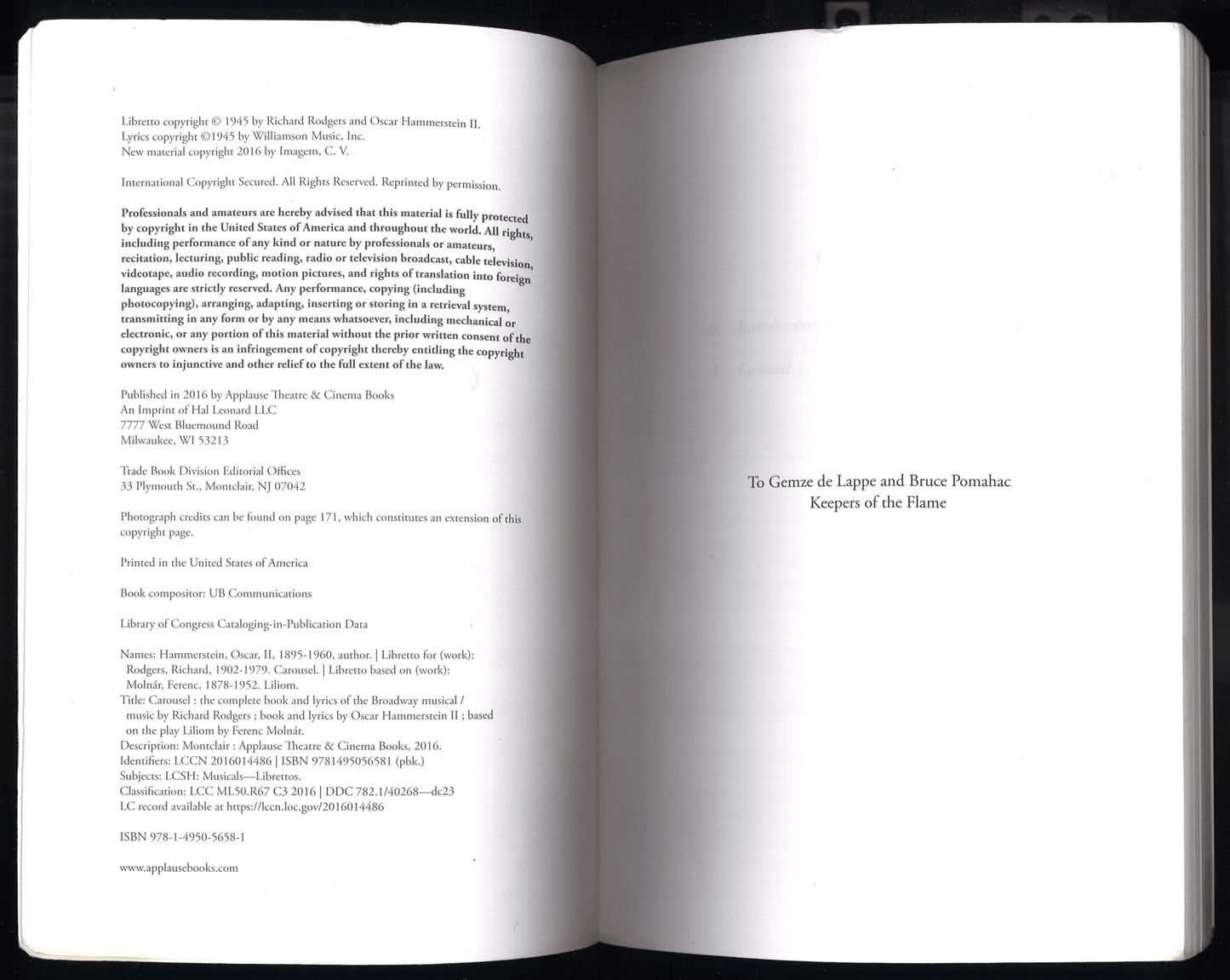 Rodger's & Hammerstein's Carousel: The Complete Book and Lyrics of the Broadway Musical (Applause Libretto Library) - The Bookstore