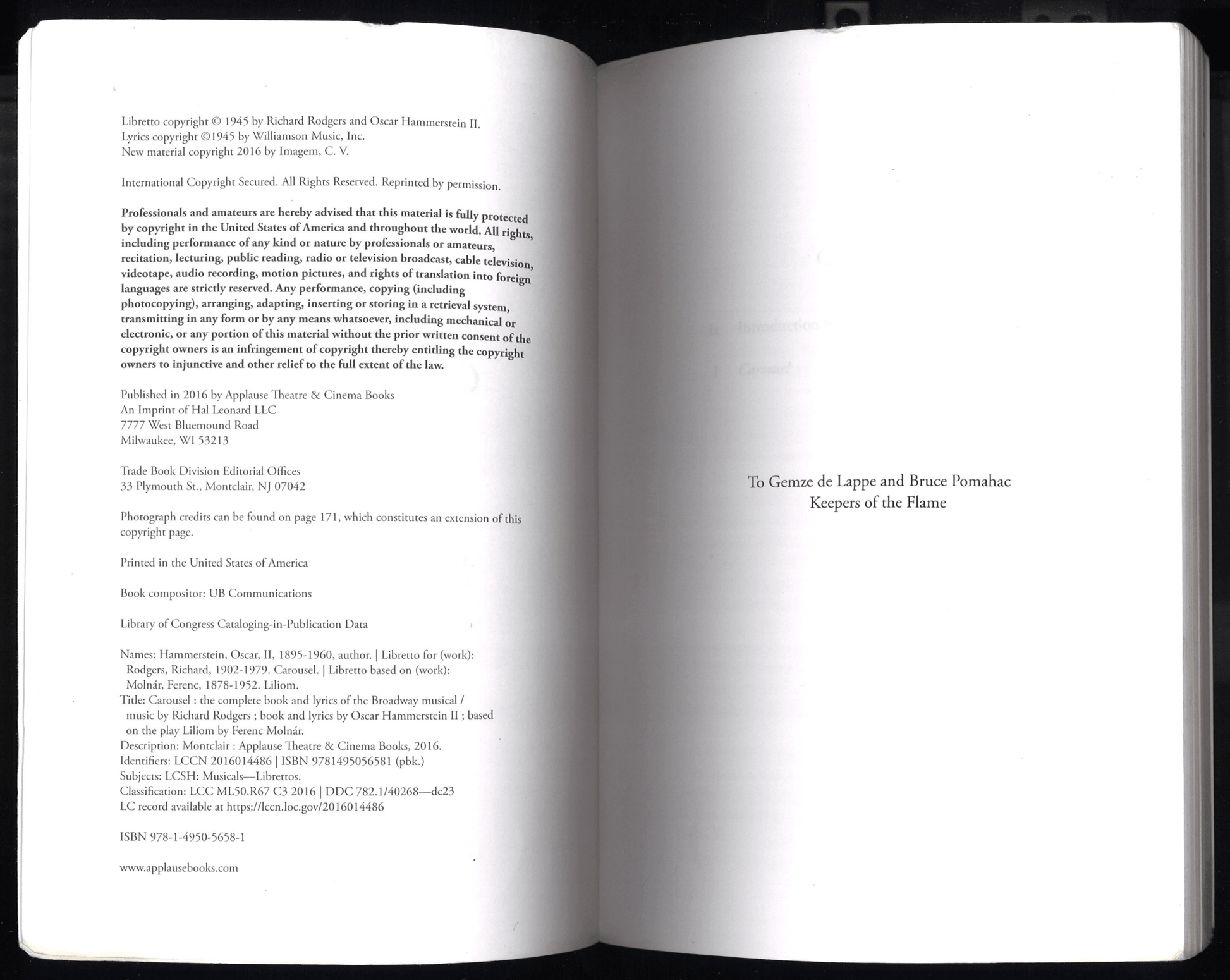 Rodger's & Hammerstein's Carousel: The Complete Book and Lyrics of the Broadway Musical (Applause Libretto Library) - The Bookstore