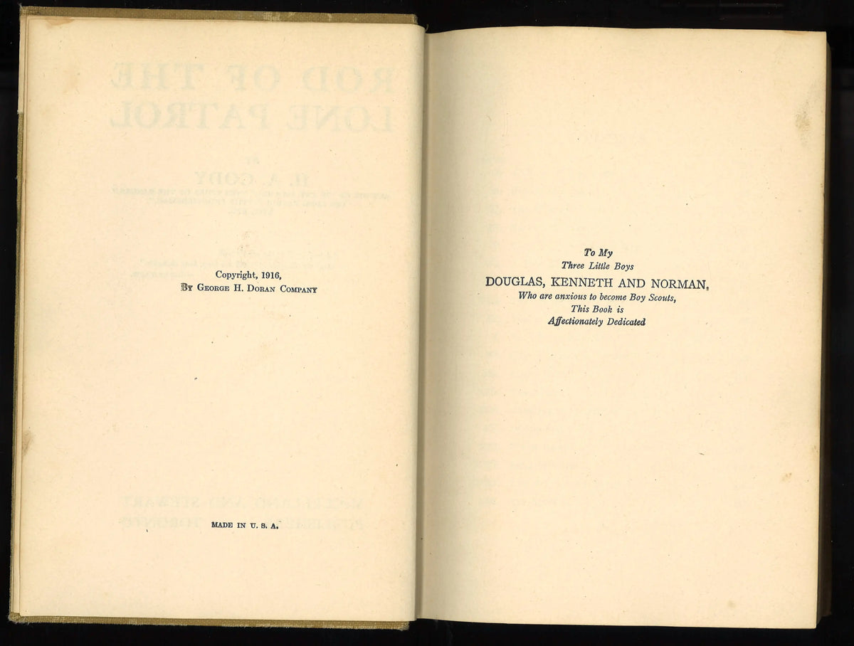 Rod of the Lone Patrol by H. A. Cody – 1916 Canadian Edition