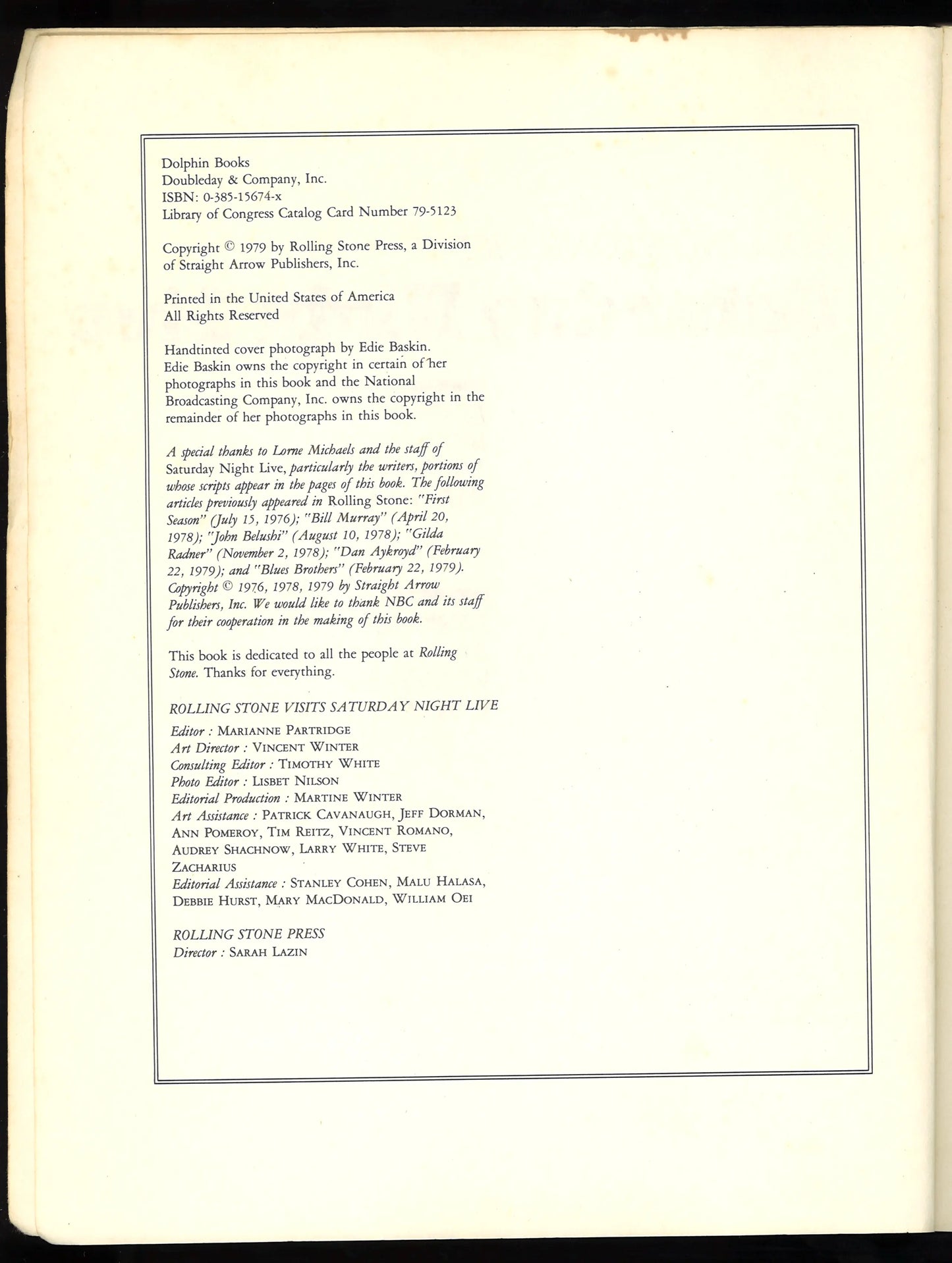 Rolling Stone Visits Saturday Night Live (1979)