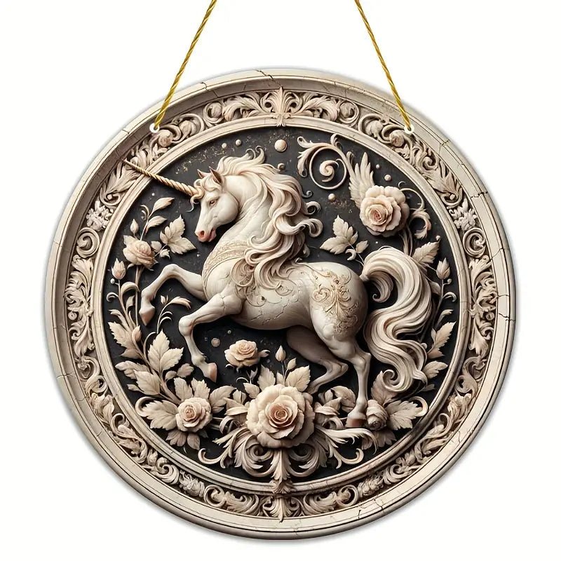 Round Vintage Unicorn Aluminum Sign - The Bookstore