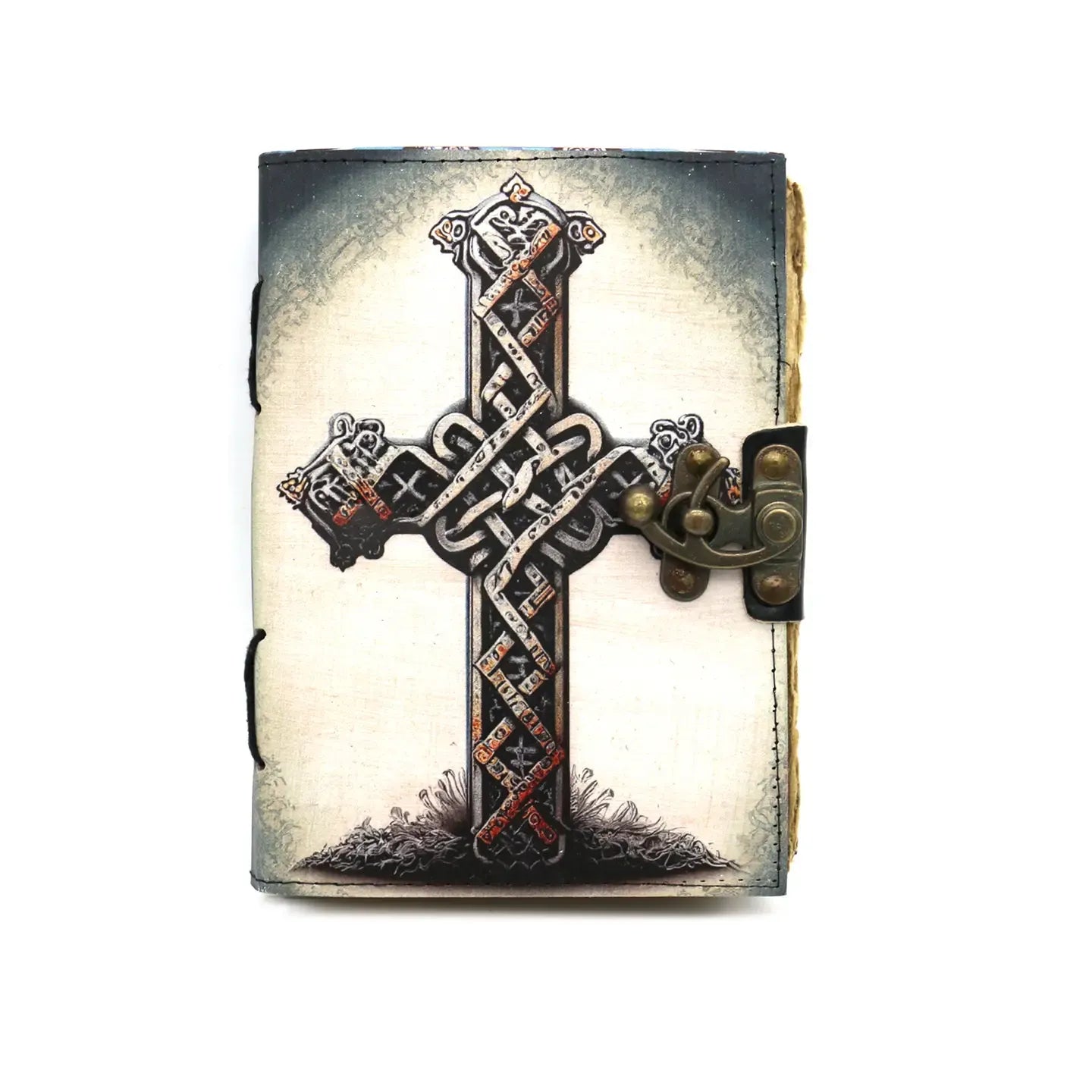 Sacred Cross Leather 5x7 Blank Journal Spell Book - The Bookstore