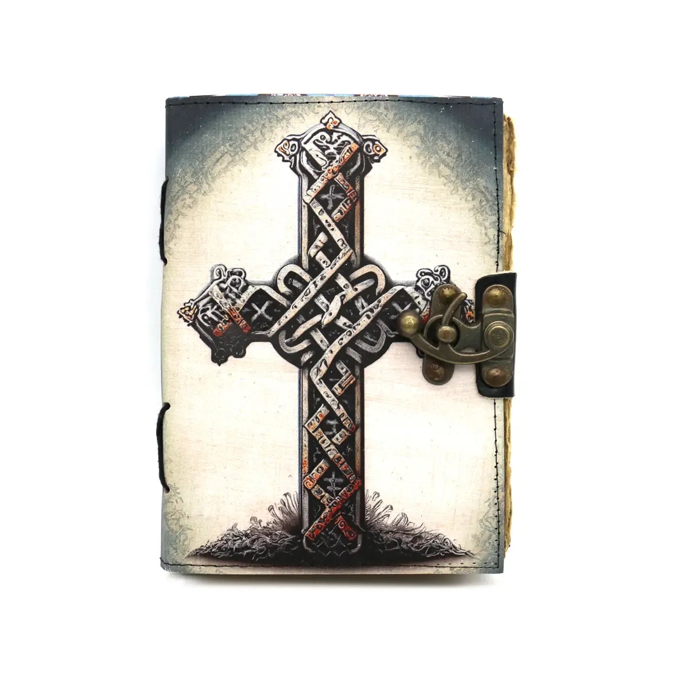 Sacred Cross Leather 5x7 Blank Journal Spell Book