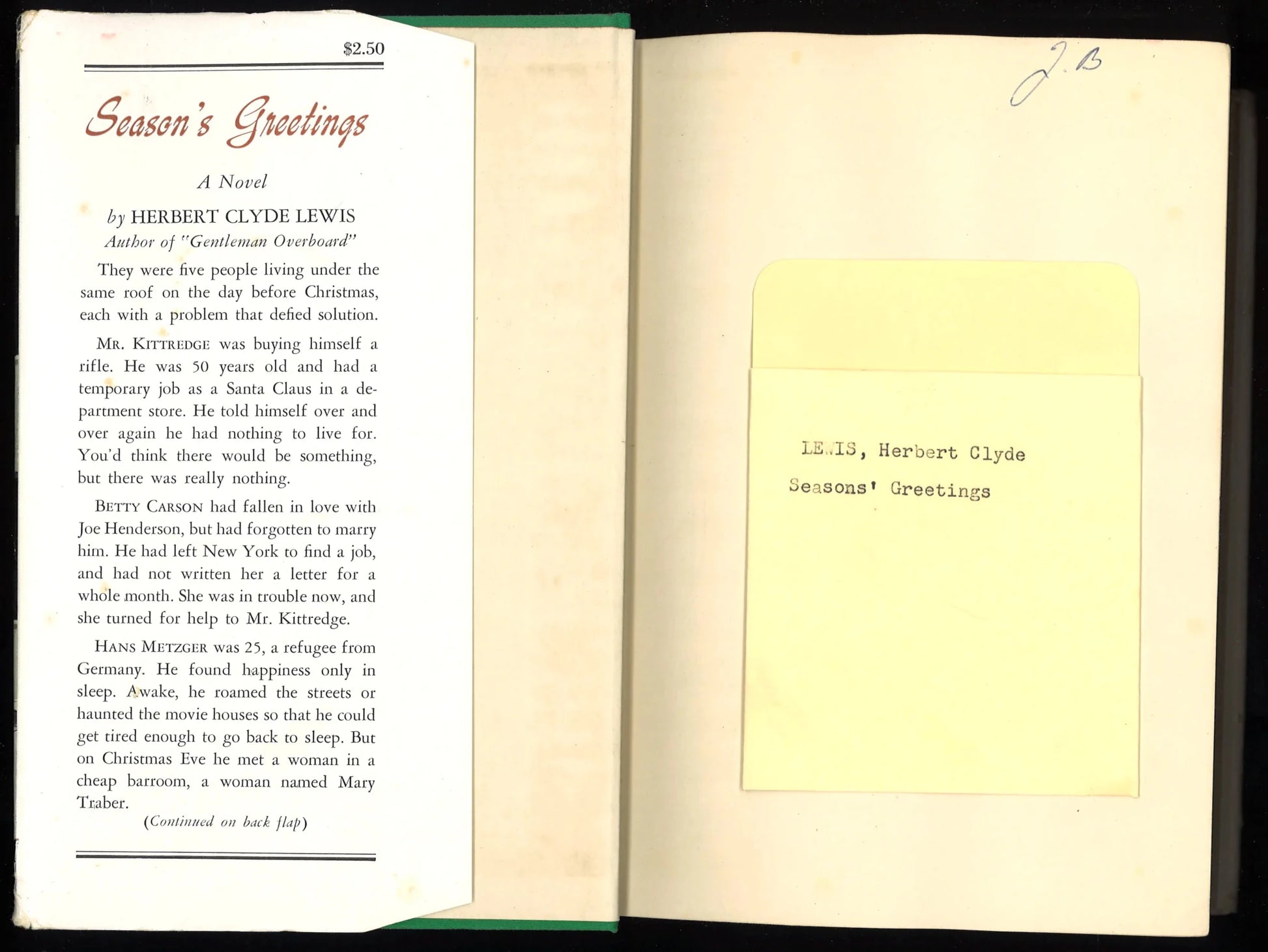 Season's Greetings 1941 First Edition - The Bookstore