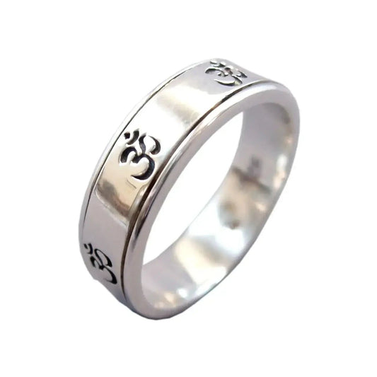 Seven Om Sterling Silver Meditation Spinner Ring - The Bookstore