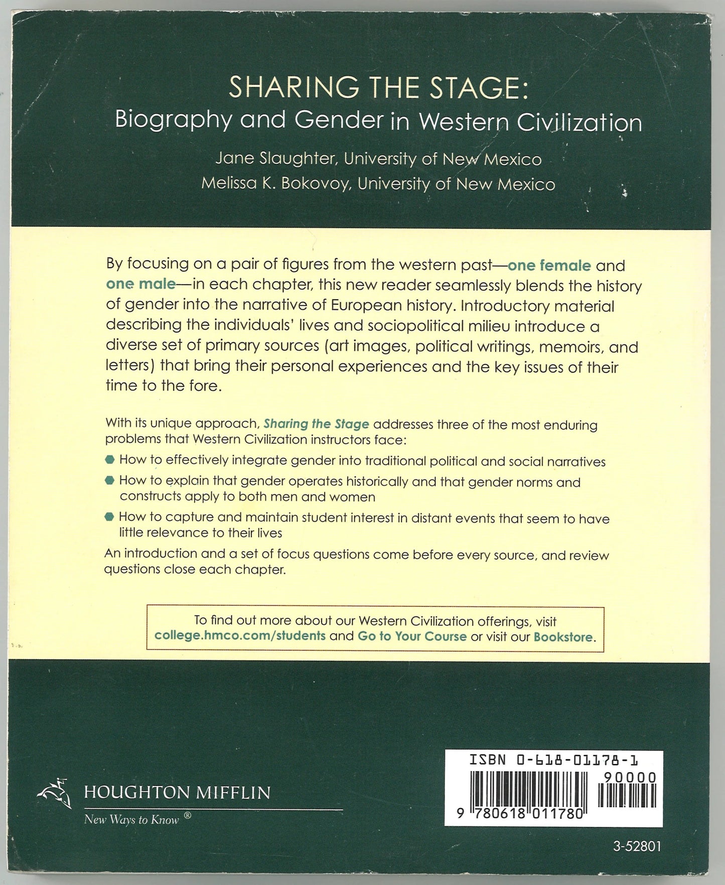 Sharing the Stage: Biography and Gender in Western Civilization (Volume II) - The Bookstore