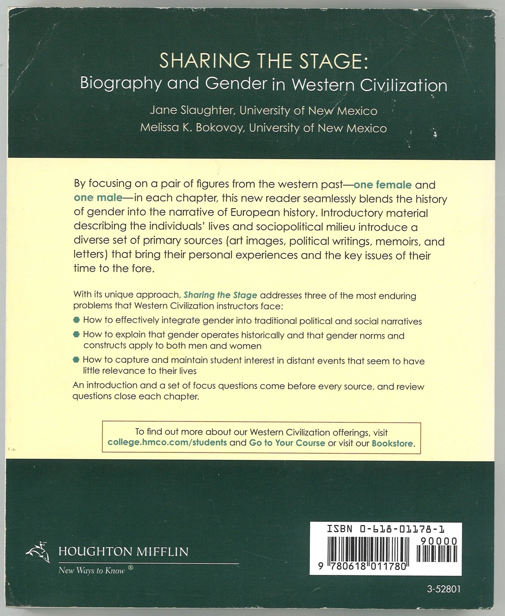 Sharing the Stage: Biography and Gender in Western Civilization (Volume II) - The Bookstore