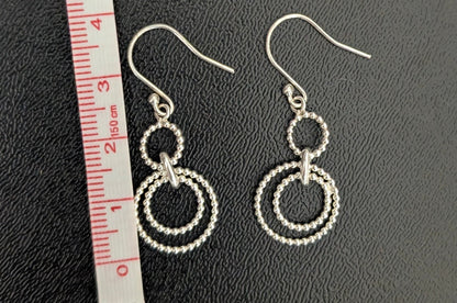 Silver Dangling Circular Rope Earrings - The Bookstore