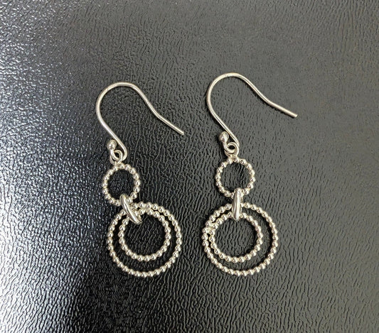 Silver Dangling Circular Rope Earrings - The Bookstore