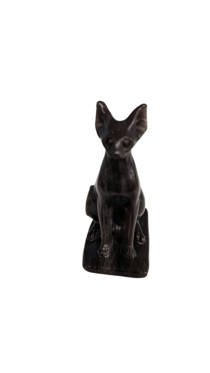 Silver Obsidian Egyptian Cat Figurine - The Bookstore