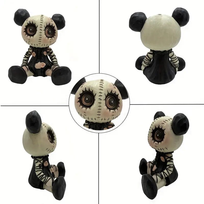 Sitting Voodoo Girl Figurine – Gothic Halloween Resin Doll with Pink Roses & Button Eyes - The Bookstore