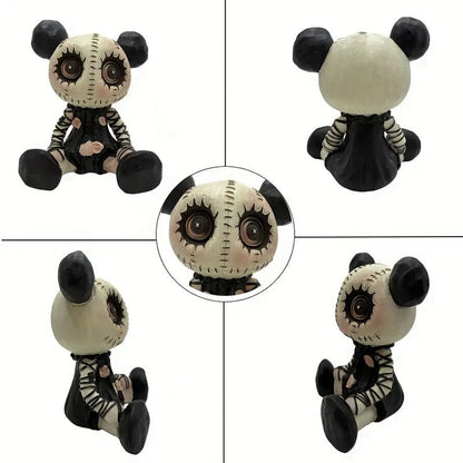 Sitting Voodoo Girl Figurine – Gothic Halloween Resin Doll with Pink Roses & Button Eyes - The Bookstore