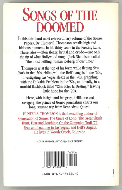 Songs of The Doomed: More Notes on The Death of The American Dream Gonzo Papers Vol. 3 - The Bookstore
