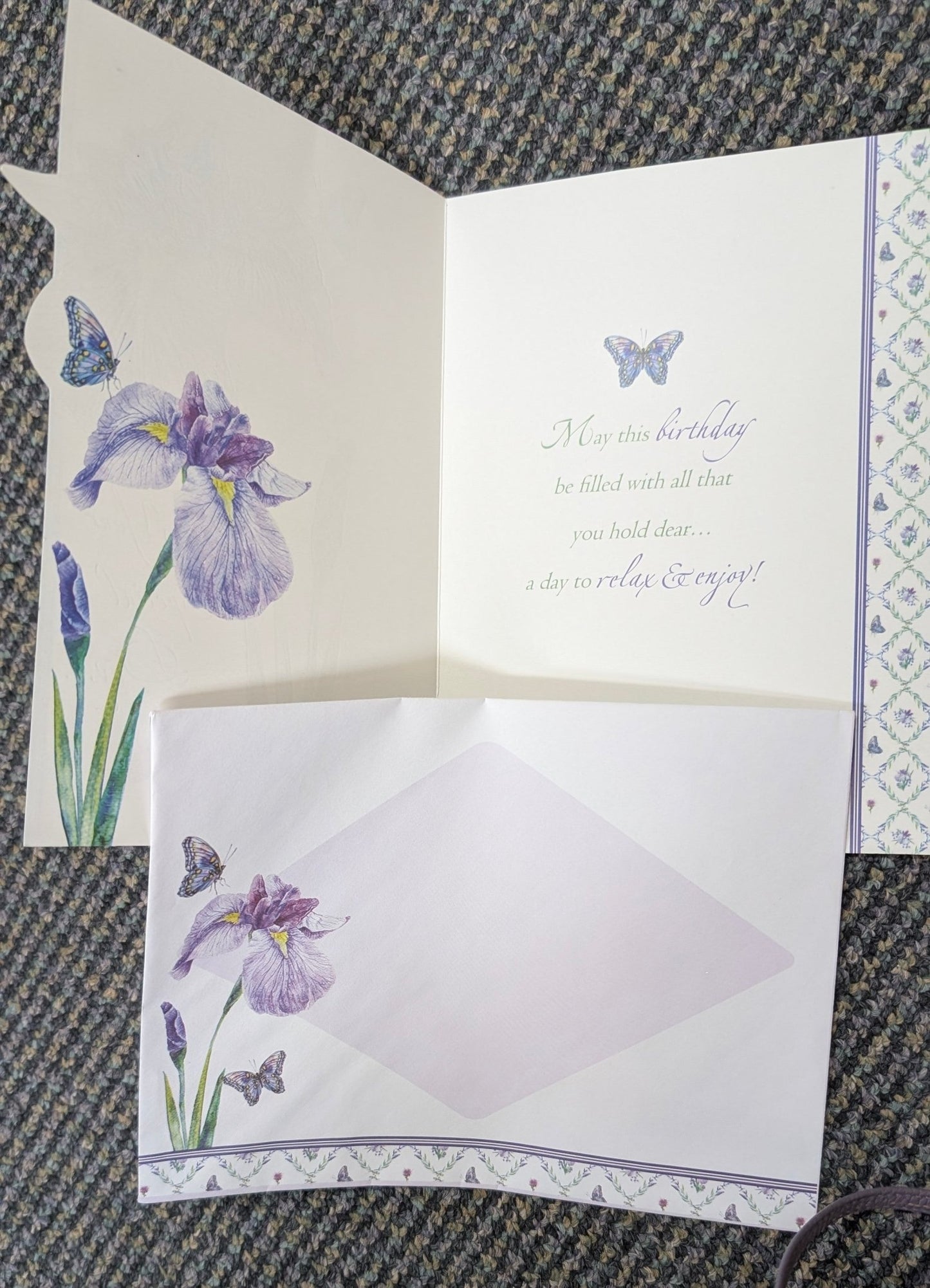 Special Day Birthday Card — Purple Iris & Butterflies - The Bookstore