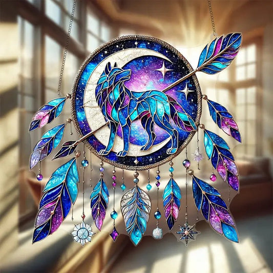 Starry Night Wolf Dream Suncatcher Tutuxiu