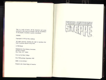 Steppe by Piers Anthony – 1985 First Tor Printing, Hardcover with Dust Jacket - The Bookstore