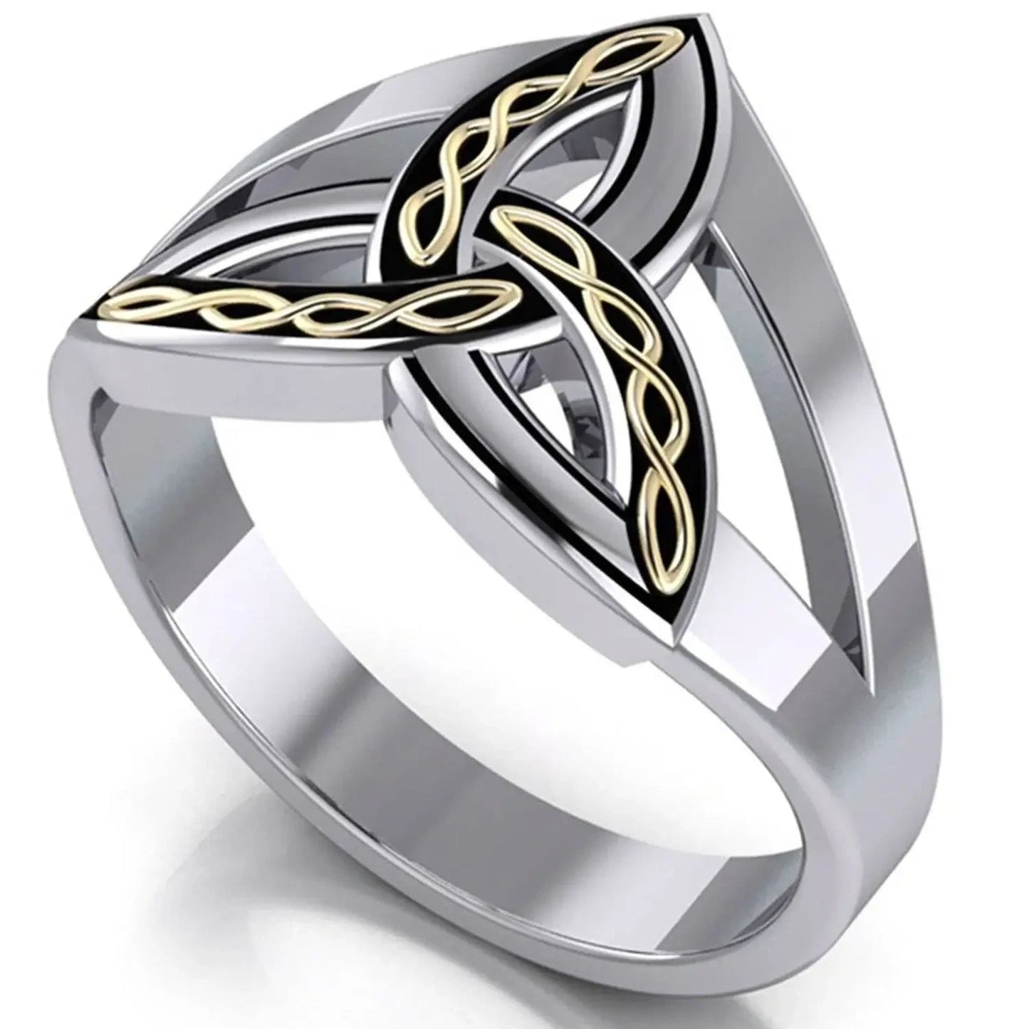 Sterling Silver and Gold Celtic Trinity Ring - Size 11 - The Bookstore