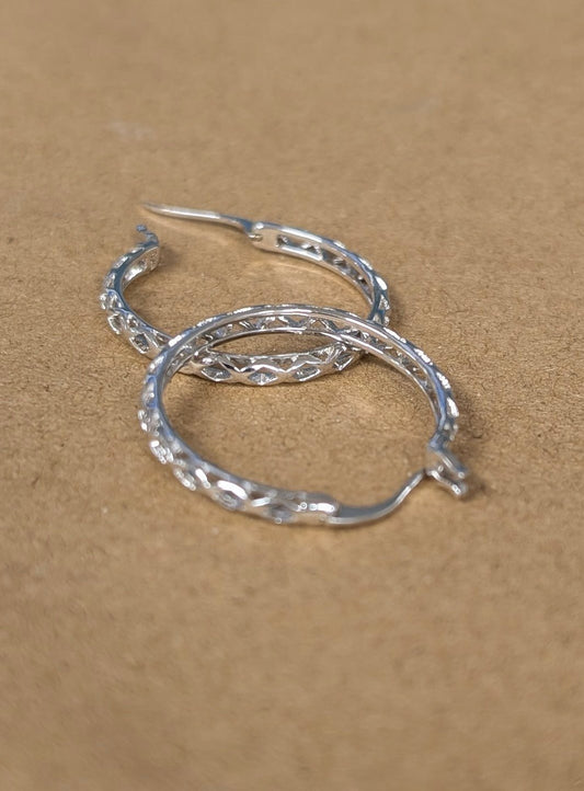 Sterling Silver Basket Hoop Earrings - The Bookstore