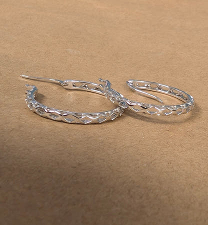 Sterling Silver Basket Hoop Earrings The Bookstore