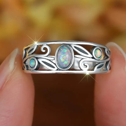 Sterling Silver Boho - Style Opal Ring - Size 10 - The Bookstore