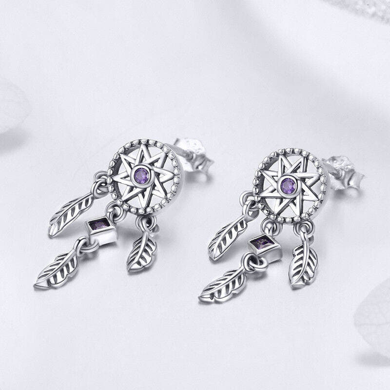 Sterling Silver Dreamcatcher Stud Earrings Silver Insanity