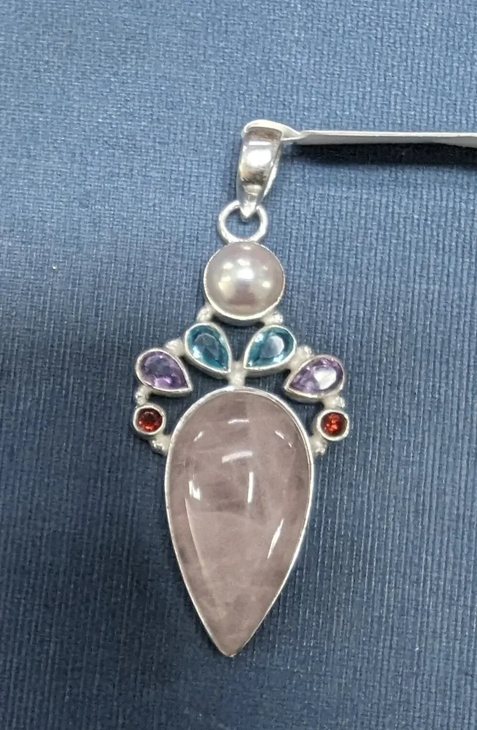 Sterling Silver Pendant - Rose Quartz - The Bookstore