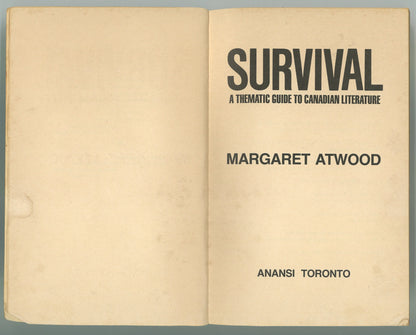 Survival: A Thematic Guide To Canadian Literature - The Bookstore