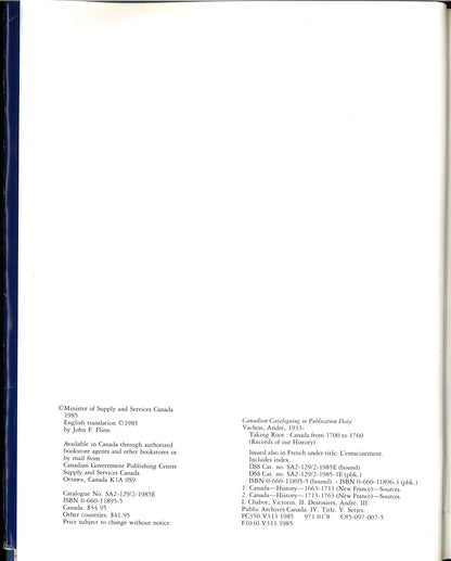 Taking Root: Canada from 1700 to 1760 (Records of Our History, Volume 2)