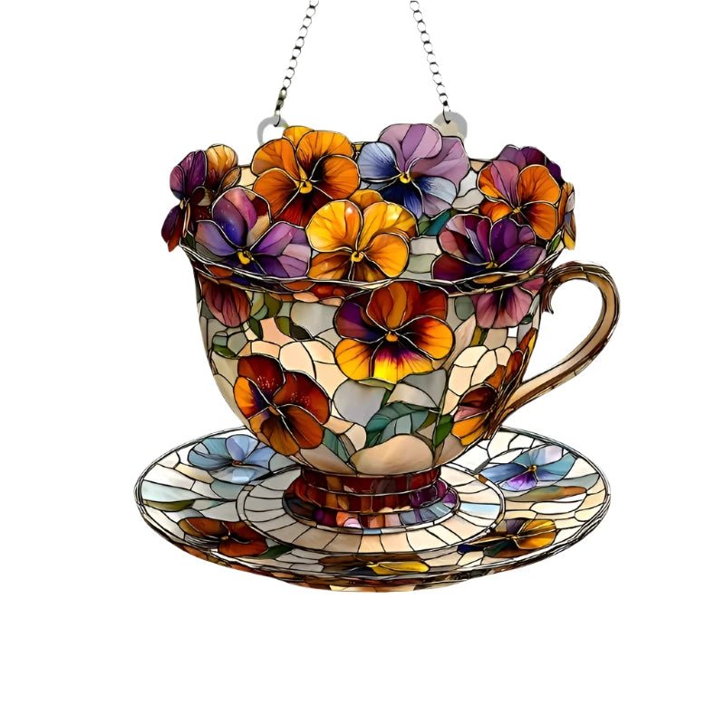 Teacup with Flowers Suncatcher XCSP