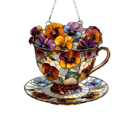 Teacup with Flowers Suncatcher XCSP
