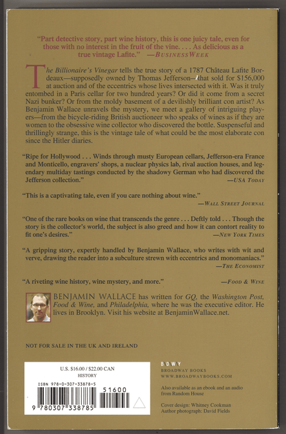The Billionaire's Vinegar: The Mystery of the World's Most Expensive Bottle of Wine - The Bookstore