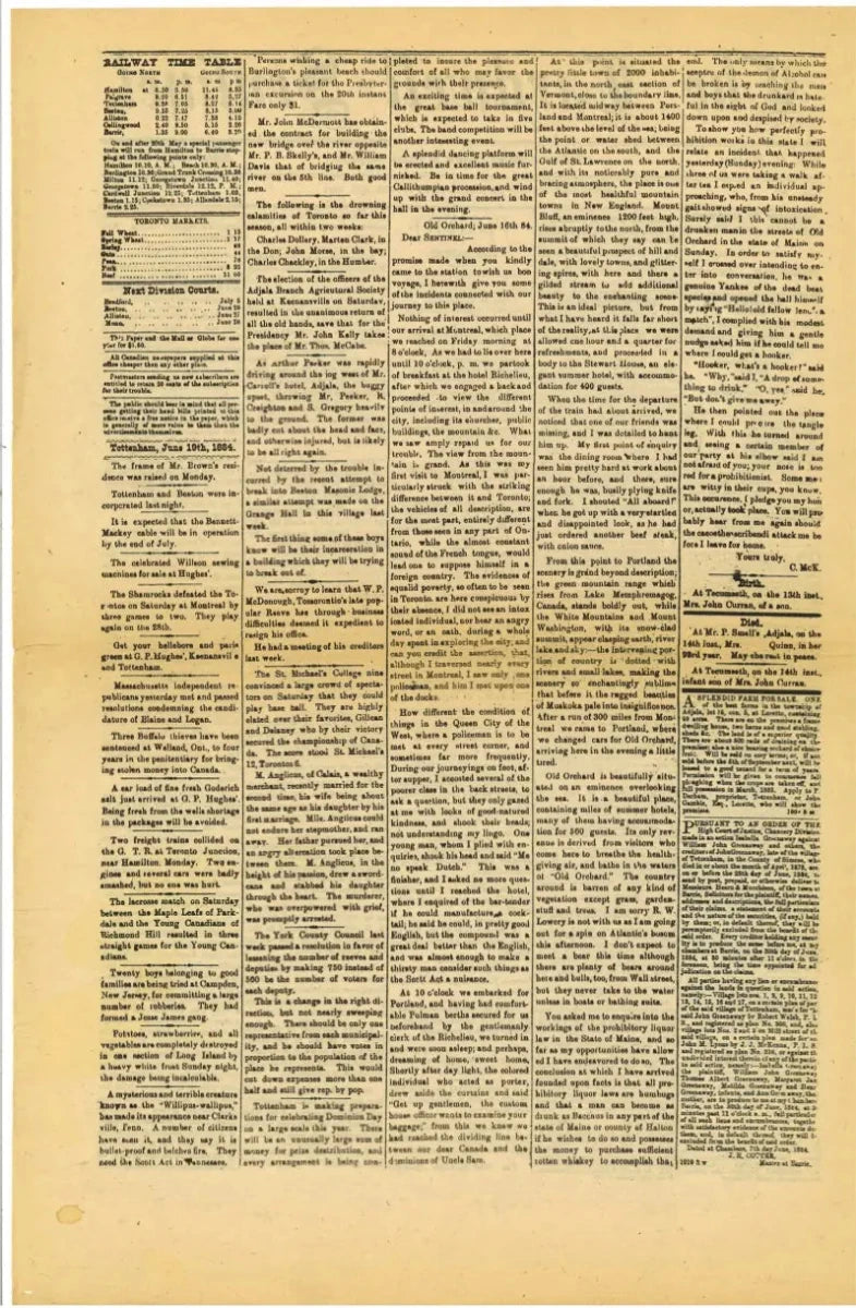 The Cardwell Sentinel — June 19, 1884 Facsimile Reproduction - The Bookstore