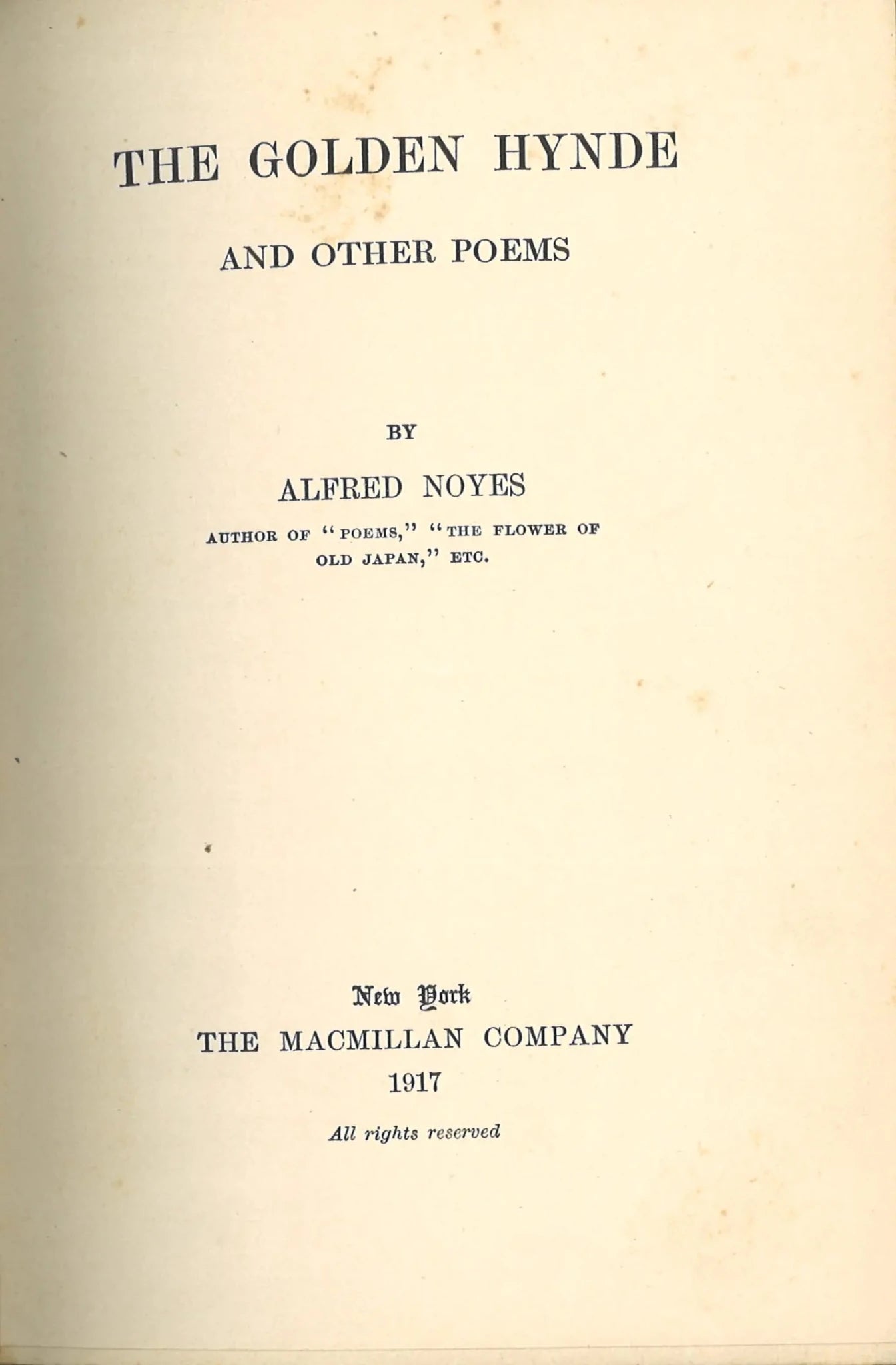 The Golden Hynde and Other Poems (1917) - The Bookstore