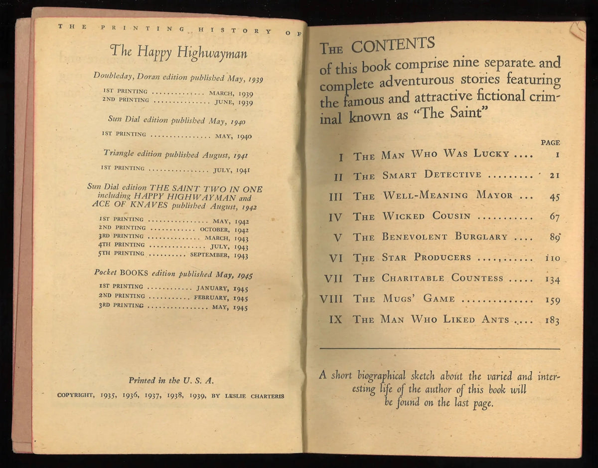 The Happy Highwayman: Some Further Adventures of The Saint (1945) - The Bookstore