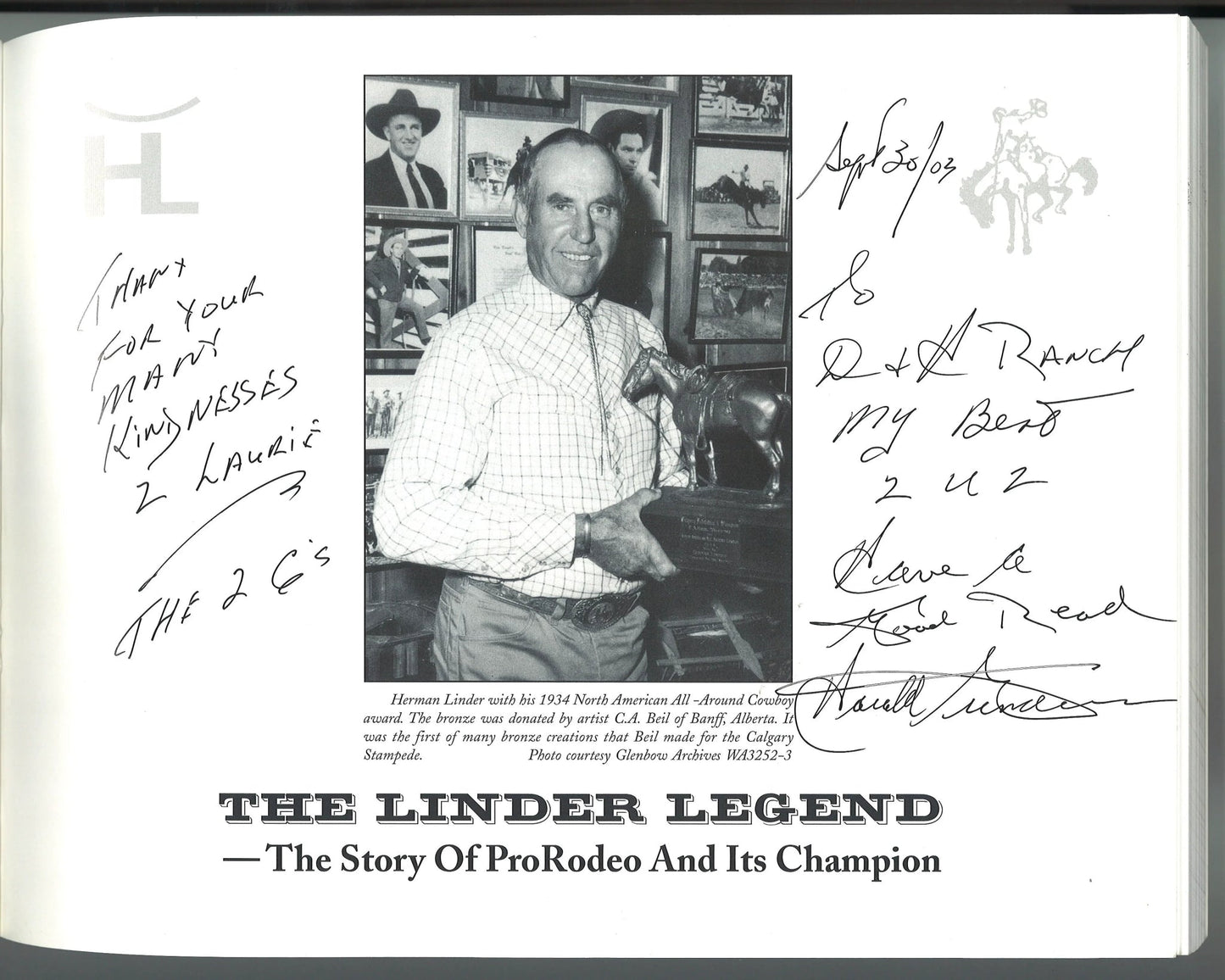 The Linder Legend: The Story of ProRodeo and Its Champion (Signed) Harald Gunderson