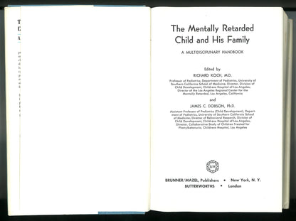 The Mentally Retarded Child and His Family: A Multidisciplinary Handbook - The Bookstore